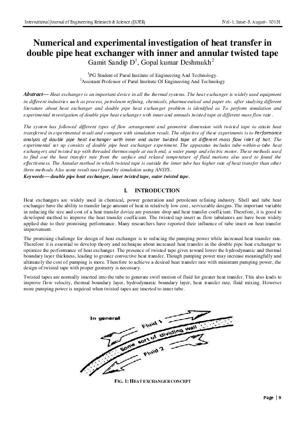 Numerical and experimental investigation of heat transfer in double ...