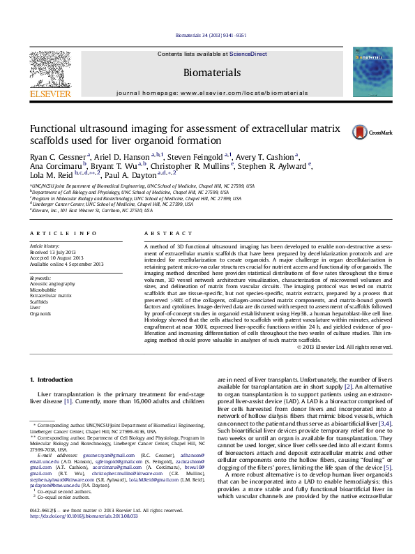 (PDF) Functional ultrasound imaging for assessment of extracellular ...