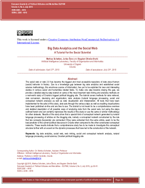 (PDF) Big Data Analytics and the Social Web - A Tutorial for the Social ...