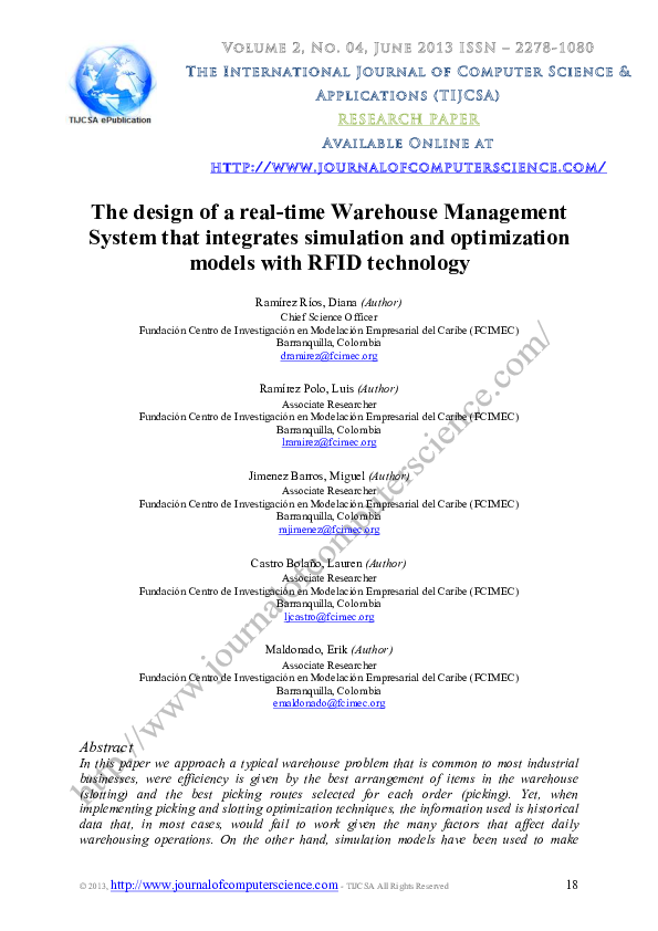 (PDF) The design of a real-time Warehouse Management System that ...