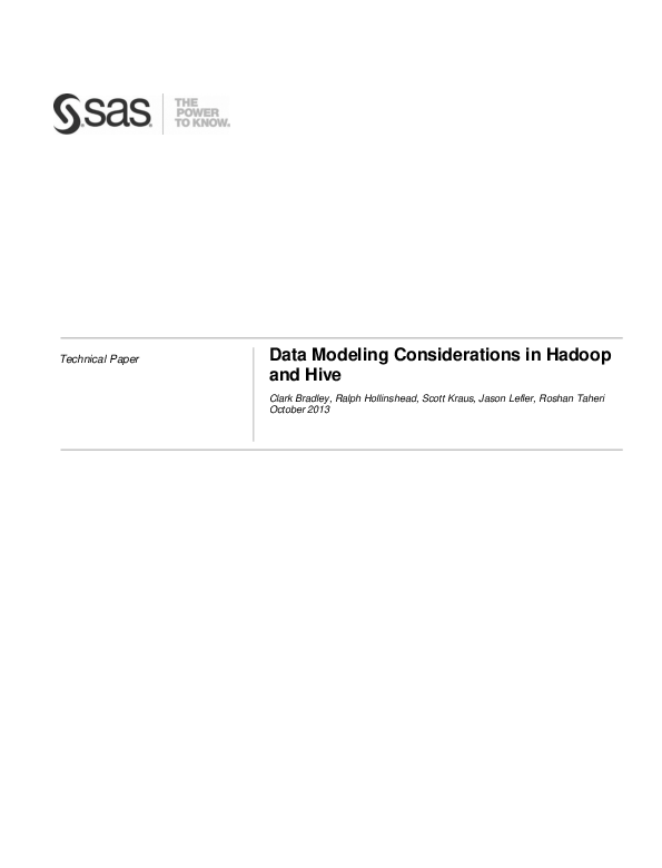 (PDF) Technical Paper Data Modeling Considerations in Hadoop and Hive