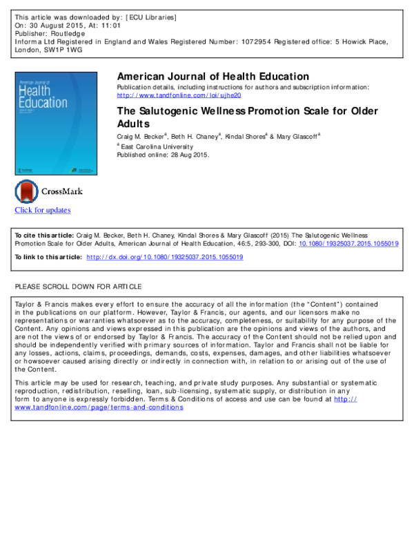 (PDF) The Salutogenic Wellness Promotion Scale for Older Adults