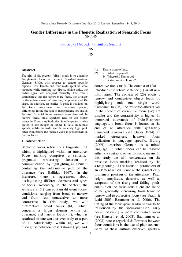 (PDF) Gender differences in the phonetic realization of semantic focus