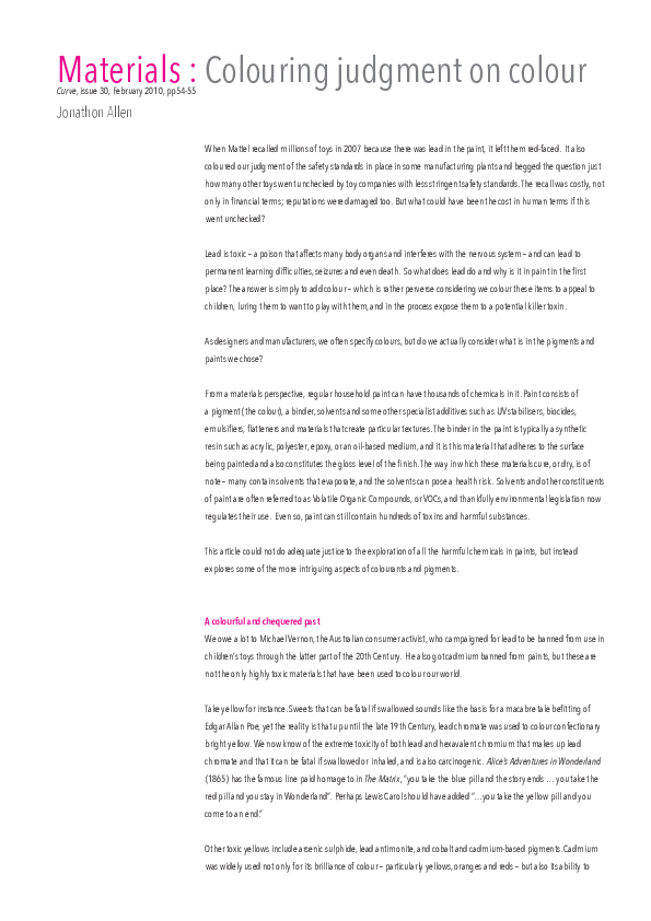(PDF) Materials : Colouring judgment on colour