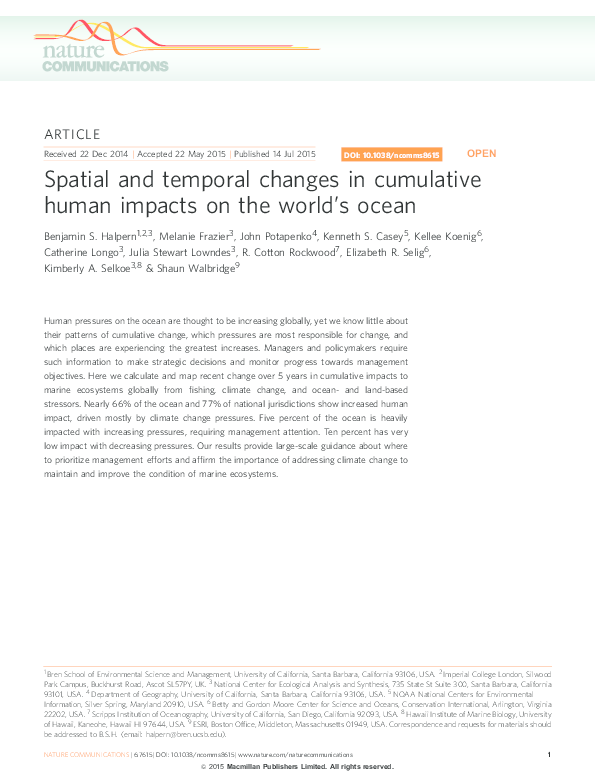  pdf spatial and temporal changes in cumulative human impacts on the