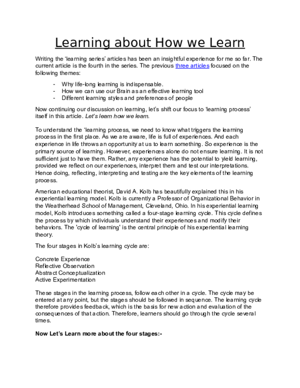 (DOC) SERIES ON LEARNING-Paper-4-Learning About How we Learn