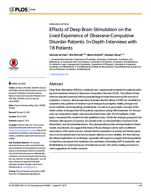 (PDF) Effects of Deep Brain Stimulation on the lived experience of ...