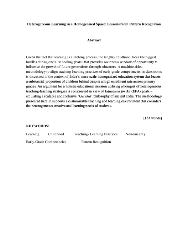 (PDF) Heterogeneous Learning in a Homogenized Space: Lessons from ...