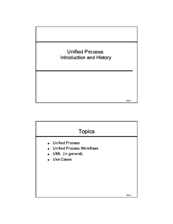 (PDF) Unified Process Introduction and History Slide 1 Topics