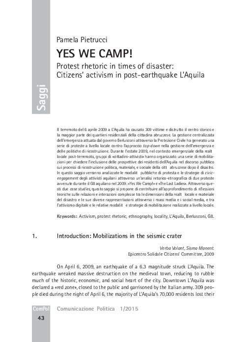 YES WE CAMP! Protest Rhetoric in Times of Disaster