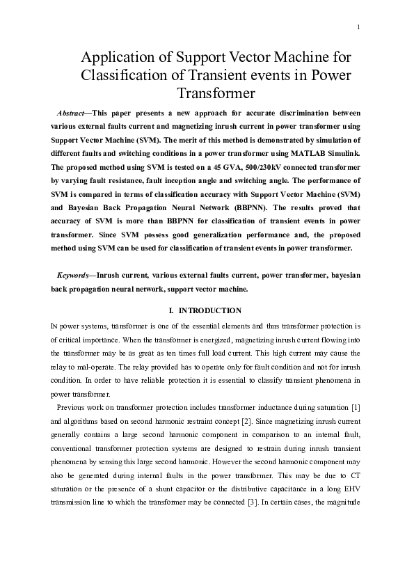 (PDF) Application of Support Vector Machine for Classification of ...