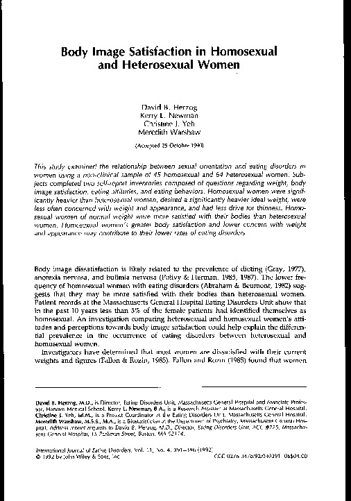 (PDF) Body image satisfaction in homosexual and heterosexual women