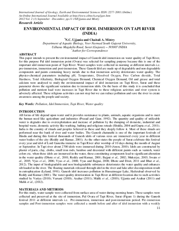 (PDF) Environmental impact of idol immersion on Tapi River (India)