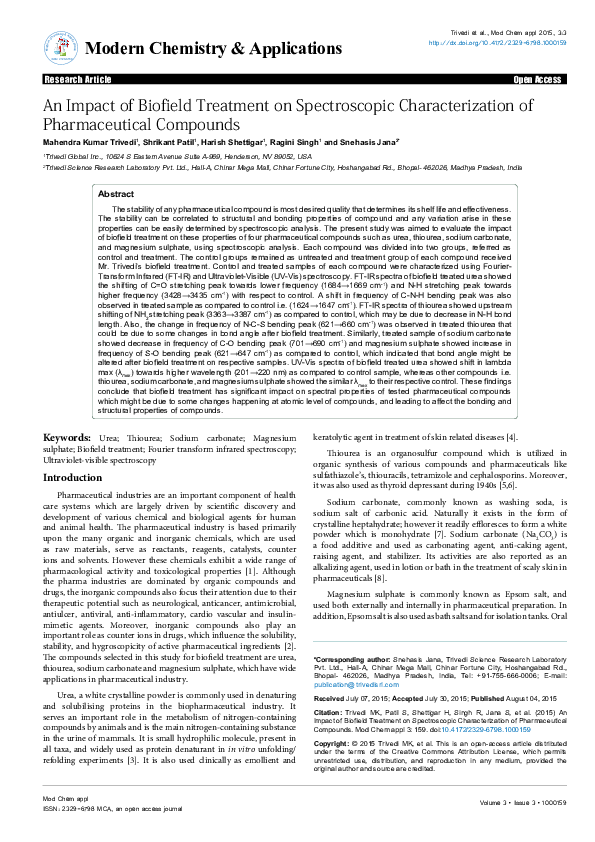 (PDF) An Impact of Biofield Treatment on Spectroscopic Characterization ...