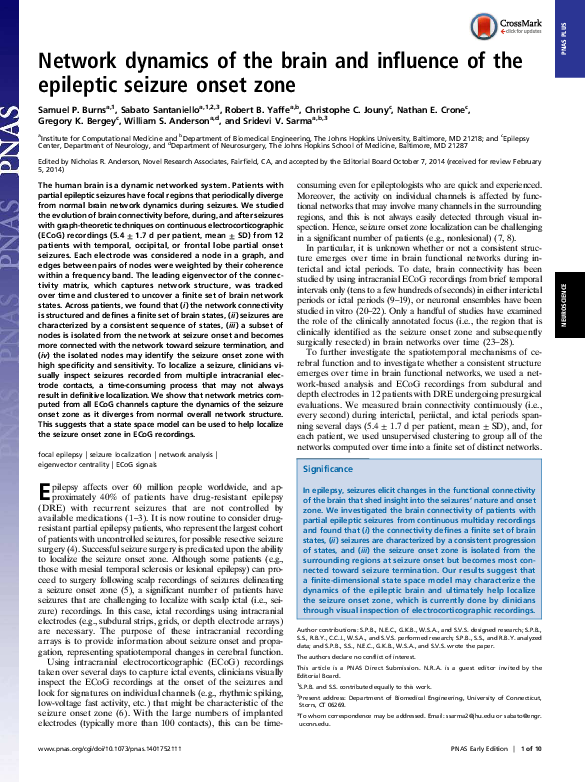 (PDF) Network dynamics of the brain and influence of the epileptic ...