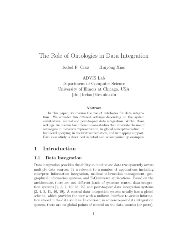 (PDF) The Role of Ontologies in Data Integration