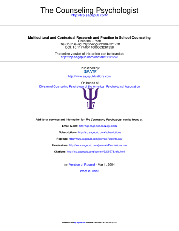 (PDF) Multicultural and Contextual Research and Practice in School ...