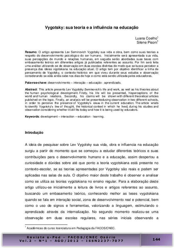 educação transformadora vygotsky