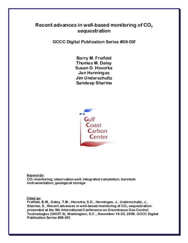 (PDF) Recent advances in well-based monitoring of CO2 sequestration ...