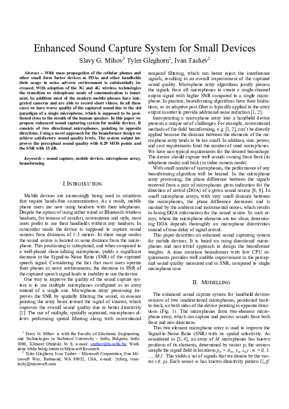 (PDF) Enhanced Sound Capture System for Small Devices