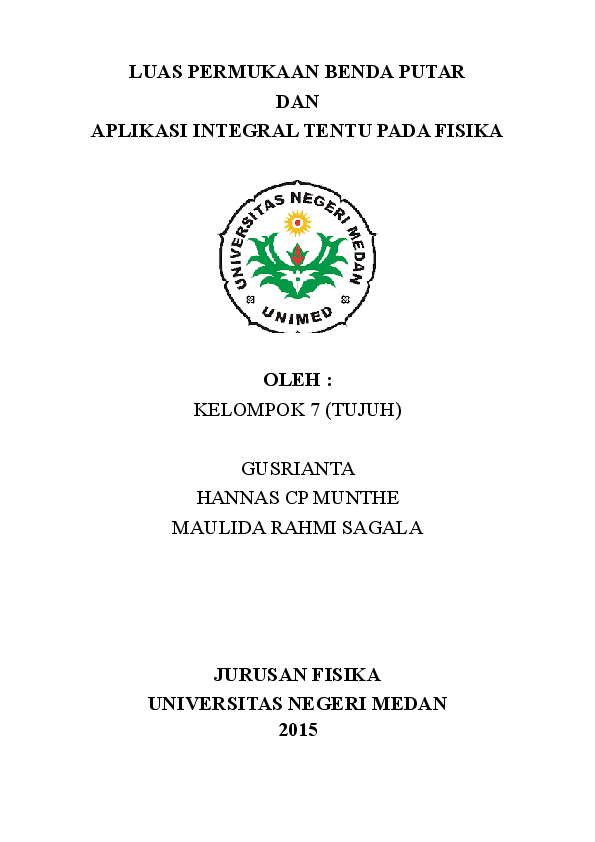 Doc Luas Permukaan Benda Putar Aplikasi Dalam Fisika Maulida Rahmi Academia Edu