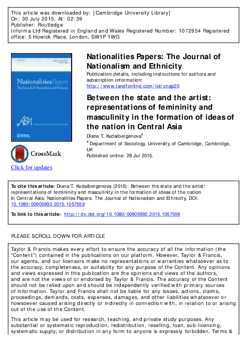 Between the State and the Artist: representation of femininity and masculinity in the formation of national idea in Central Asia