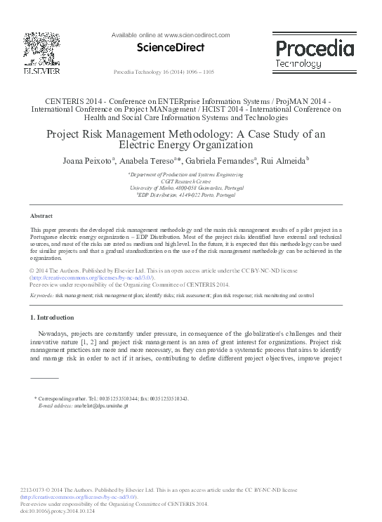 (PDF) Project Risk Management Methodology: A Case Study of an Electric ...