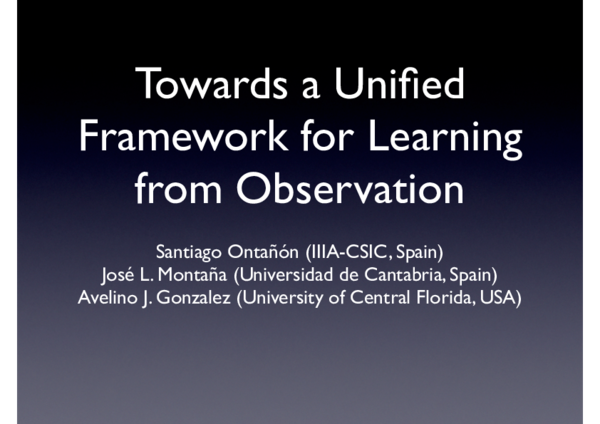 (PDF) Towards a Unified Framework for Learning from Observation
