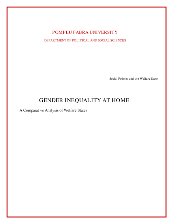 (PDF) Gender Inequality at Home- A Comparative Analysis of Welfare ...