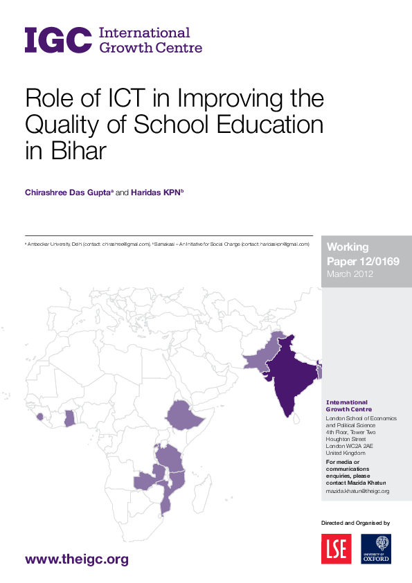 Pdf Role Of Ict In Improving The Quality Of School Education In Bihar