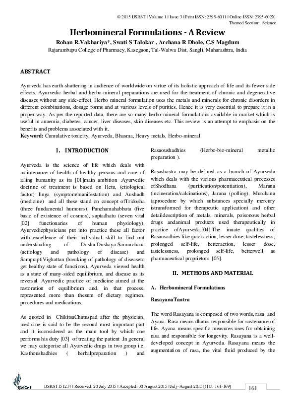 (PDF) Herbomineral Formulations - A Review