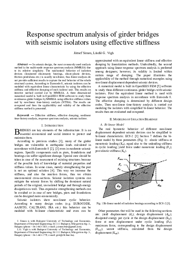 (PDF) Response spectrum analysis of girder bridges with seismic ...