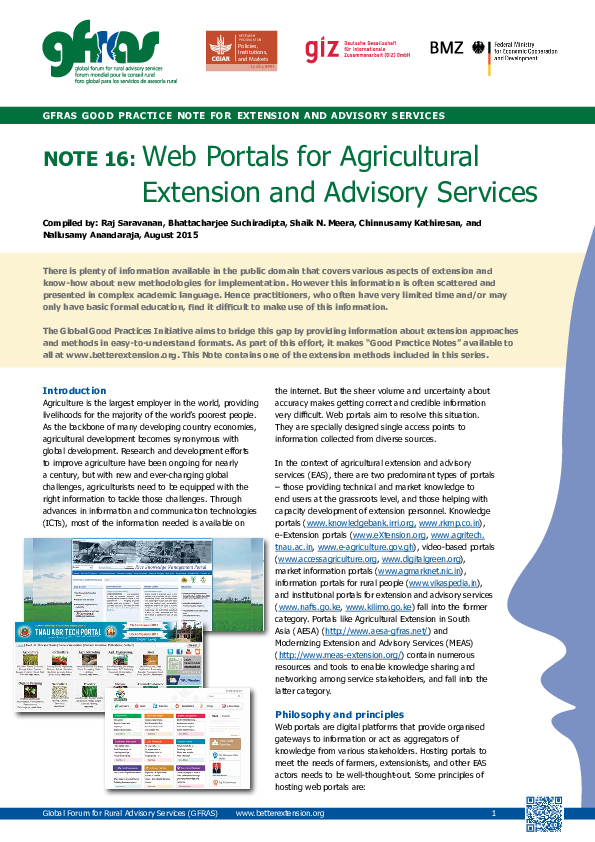 (PDF) Web portals for agricultural extension and advisory services