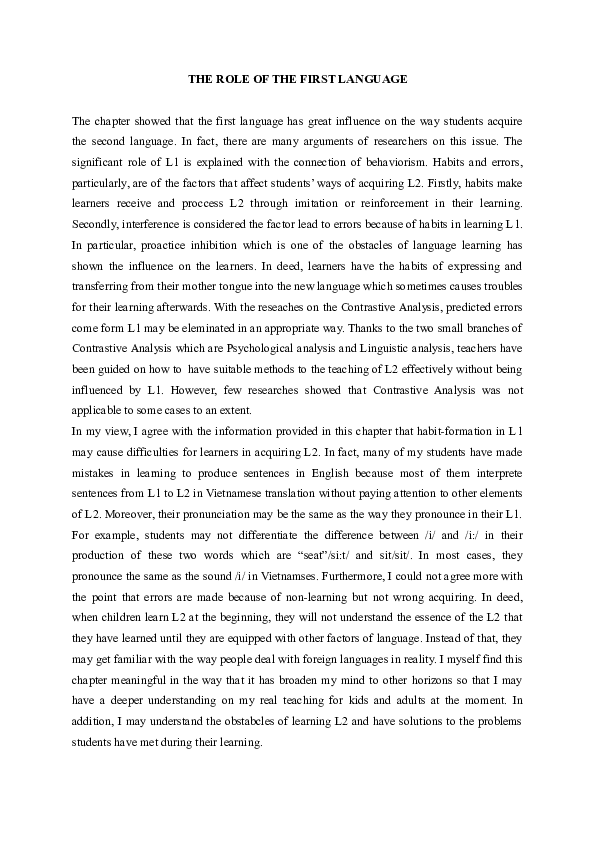 (DOC) The role of the first language
