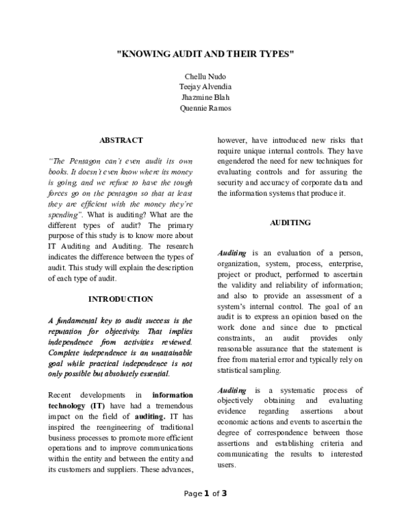 (DOC) Knowing Audit and Their Types