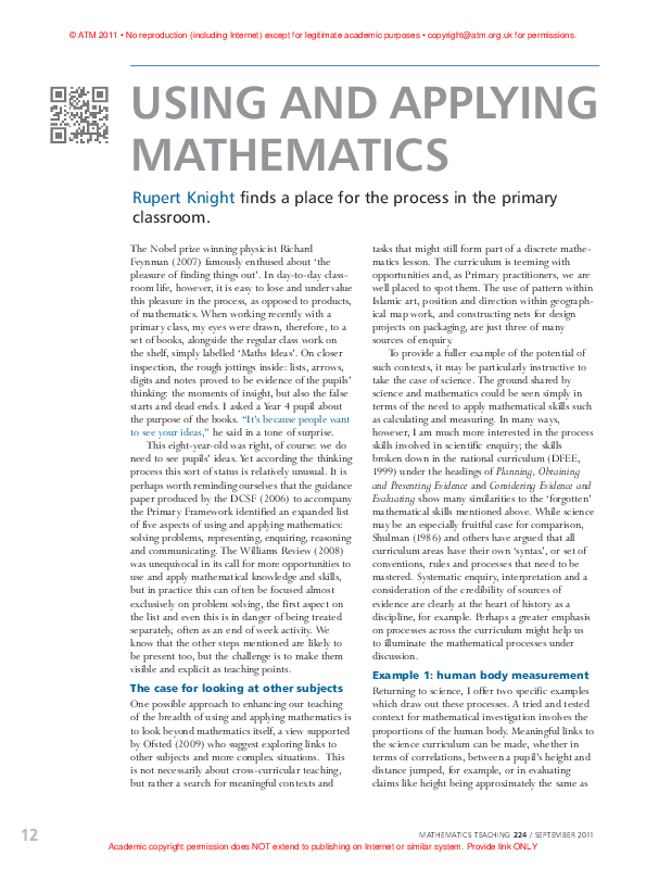 (PDF) Using and applying mathematics