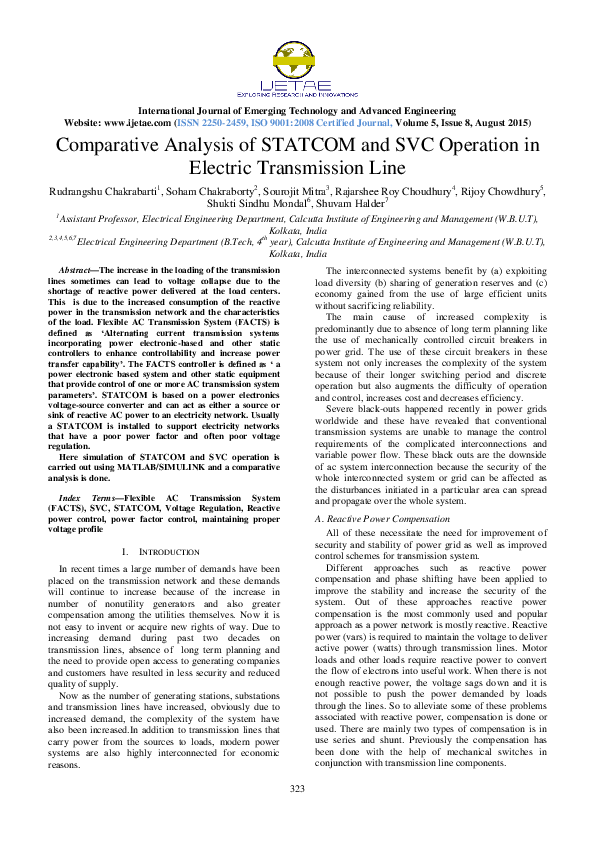 (PDF) Comparative Analysis of STATCOM and SVC operation in AC Electric ...