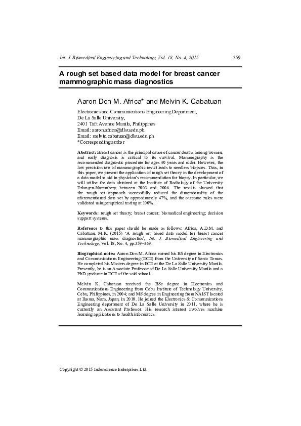 (PDF) A rough set based data model for breast cancer mammographic mass ...
