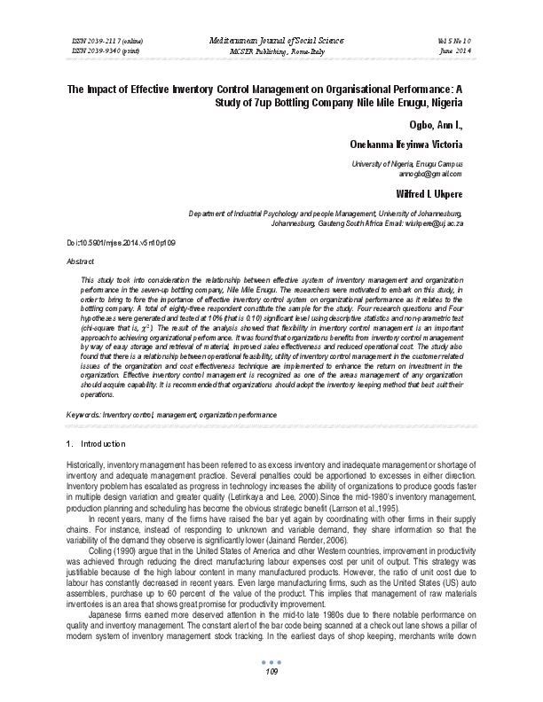 (PDF) The Impact of Effective Inventory Control Management on ...