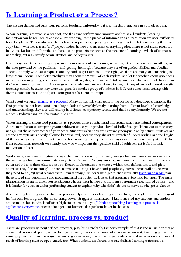 (DOC) Is Learning a Product or a Process