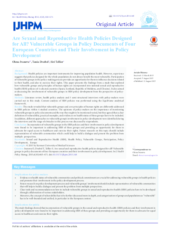 (PDF) Are Sexual and Reproductive Health Policies Designed for All