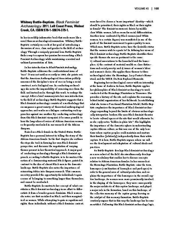 (PDF) Review of Black Feminist Archaeology