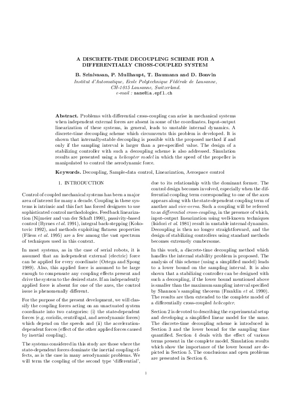 (PDF) A DISCRETE-TIME DECOUPLING SCHEME FOR A DIFFERENTIALLY CROSS ...
