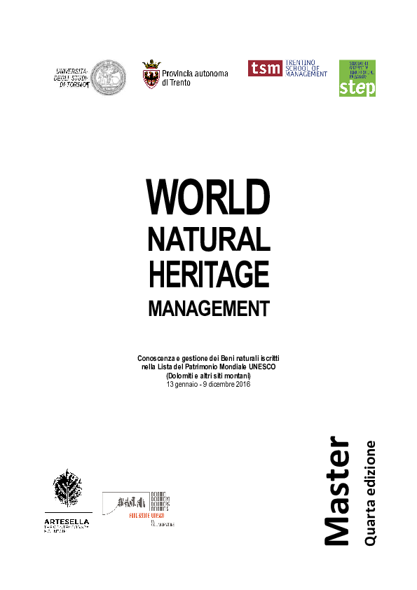 (PDF) Master World Natural Heritage Management 2016