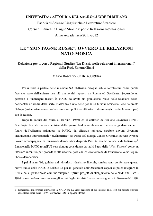 Scienze Linguistiche Per Le Relazioni Internazionali