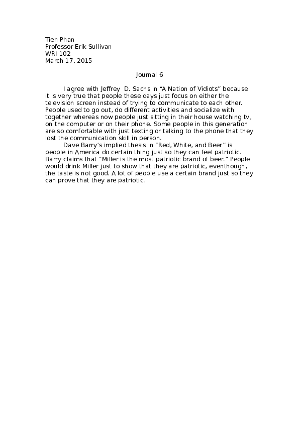 Essay on we are a nation of vidiots image