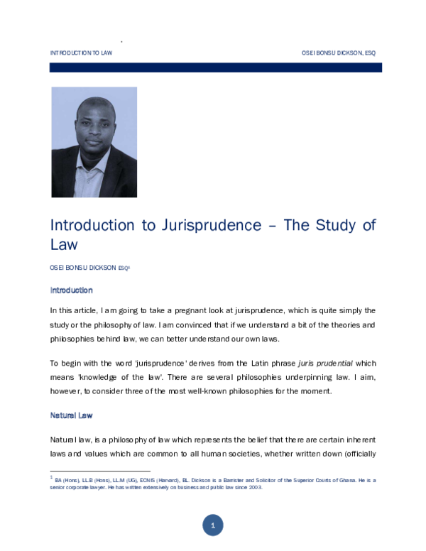 (PDF) INTRODUCTION TO JURISPRUDENCE - THE STUDY OF LAW