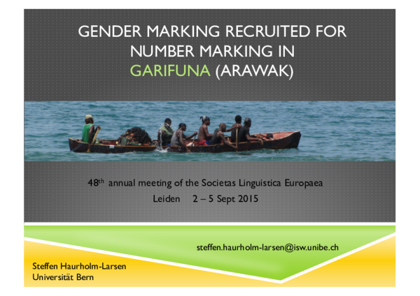 (PDF) Gender marking recruited as number marking in Garifuna (Arawak)