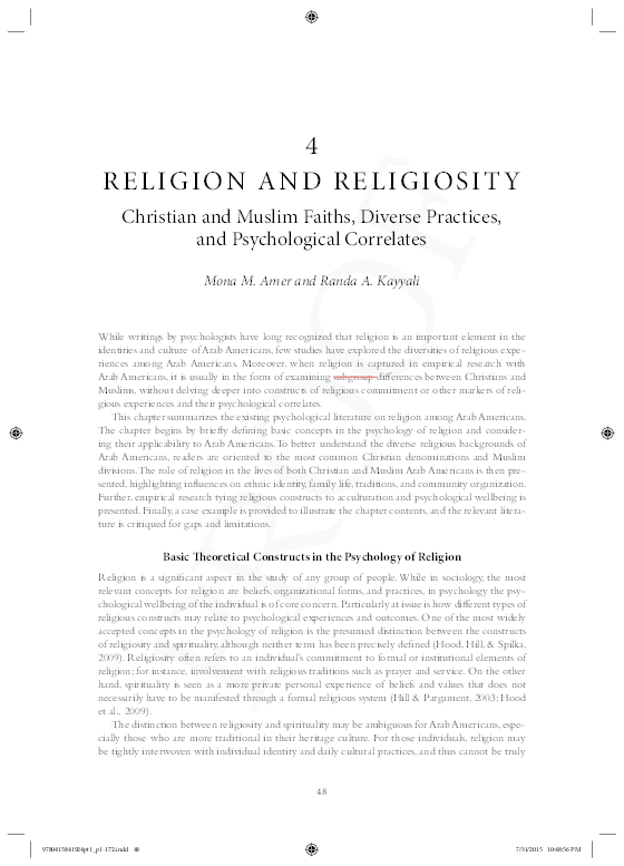 (PDF) RELIGION AND RELIGIOSITY Christian and Muslim Faiths, Diverse ...