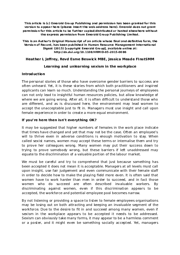 Essays sexism workplace image